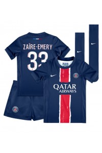 Paris Saint-Germain Warren Zaire-Emery #33 Babyklær Hjemme Fotballdrakt til barn 2024-25 Korte ermer (+ Korte bukser)